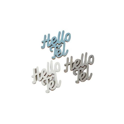 Ezüst "Hello Tél" felirat színes 4,5x4,2cm 3db/csomag