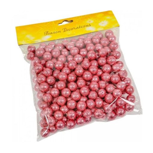 Glitteres hungarocell golyó pink 1,5cm 30g