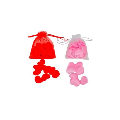 Szív szatén organza tasakban 3cm 48db/szín/csom