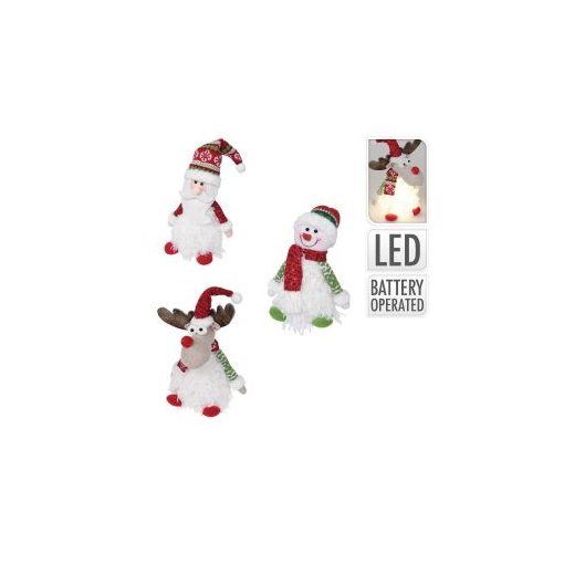 Ülő karácsonyi textil figura LED-es M22cm