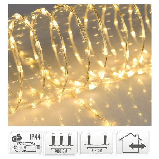 Fényvezeték 120 LED-es transzparens adapteres meleg