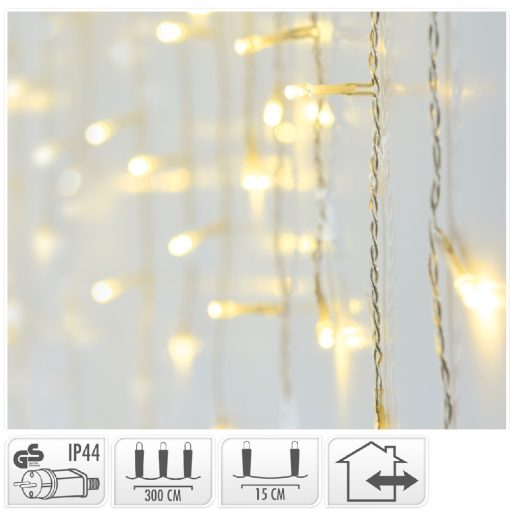 Jégcsap 90 LED-es transzparens adapteres meleg