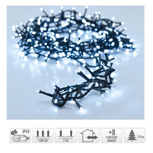 Sűrű fényfüzér 700 LED-es programos adapterrel hideg